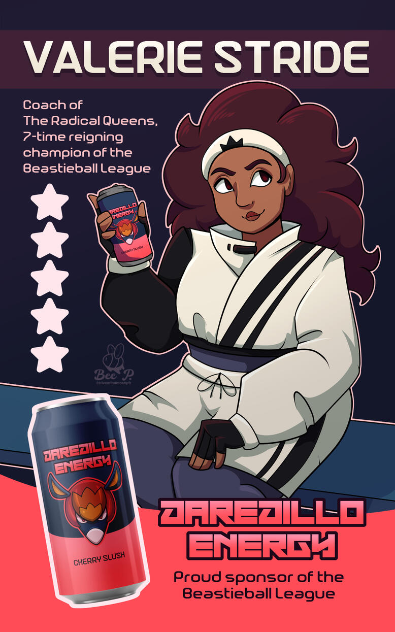 Daredillo Energy Ad - A poster for a fictional energy drink brand, inspired by the game Beastieball by Wishes Unlimited